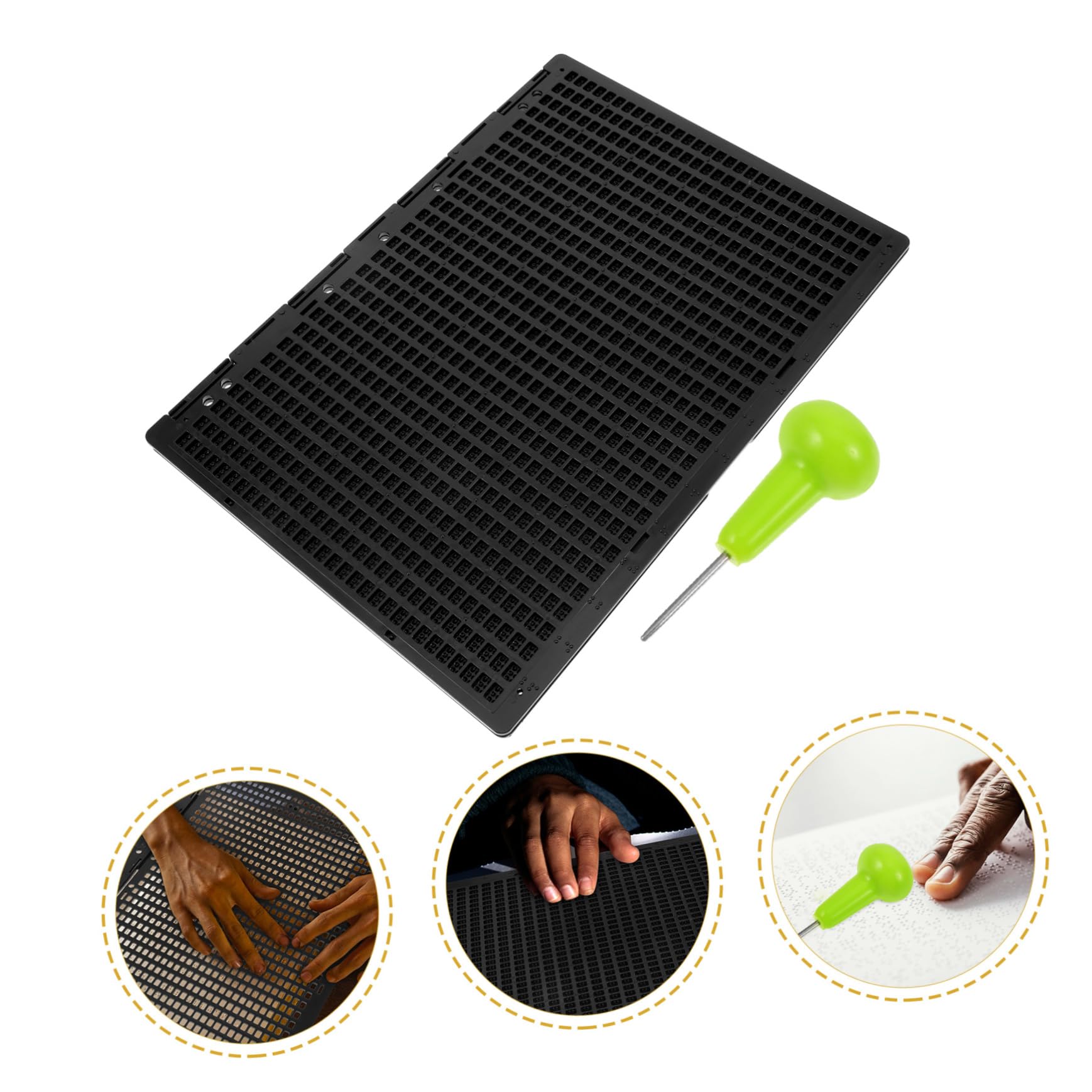 GALPADA 1 Set Tavoletta Braille Piatto braille per non vedenti adulti Stilo Kit tavola Braille scrivere scrittoio per persiane piastra di scrittura braille tavola braille cieca plastica