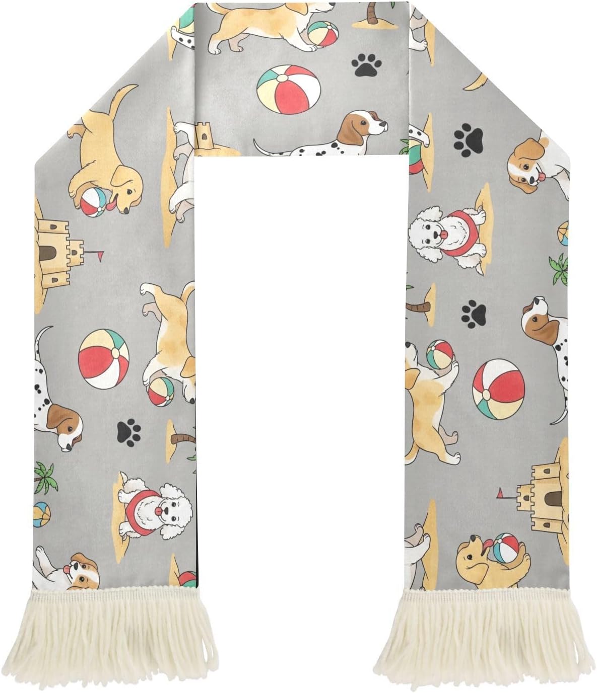 CHIFIGNO Puppy Beach Paw Gray Sports Fan Scarf for Soccer Games, Soft Polyester, Quick Dry Sweat Towel, Customizable Print for Events