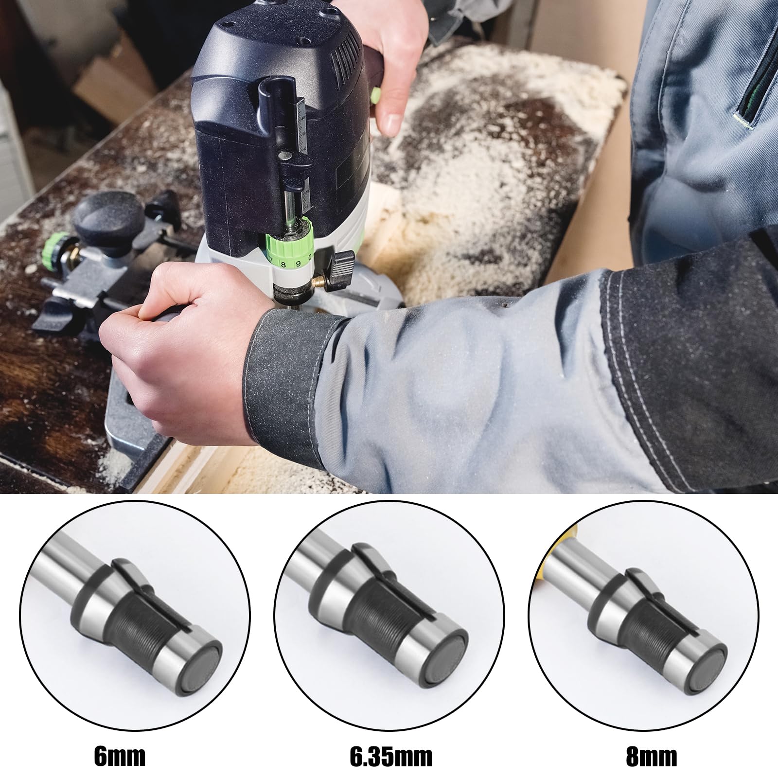 Set 6 Mandrini A Pinza Per Fresatrice - Acciaio Alta Precisione, Diametri 6mm, 6.35mm, 8mm - Foto 3