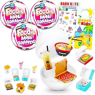 ZURU 5 Surprise Foodie Mini Brands Mystery Set - 3 Pack Series 2 Surprise Mini Food Toys Mystery Bundle with Stickers, More