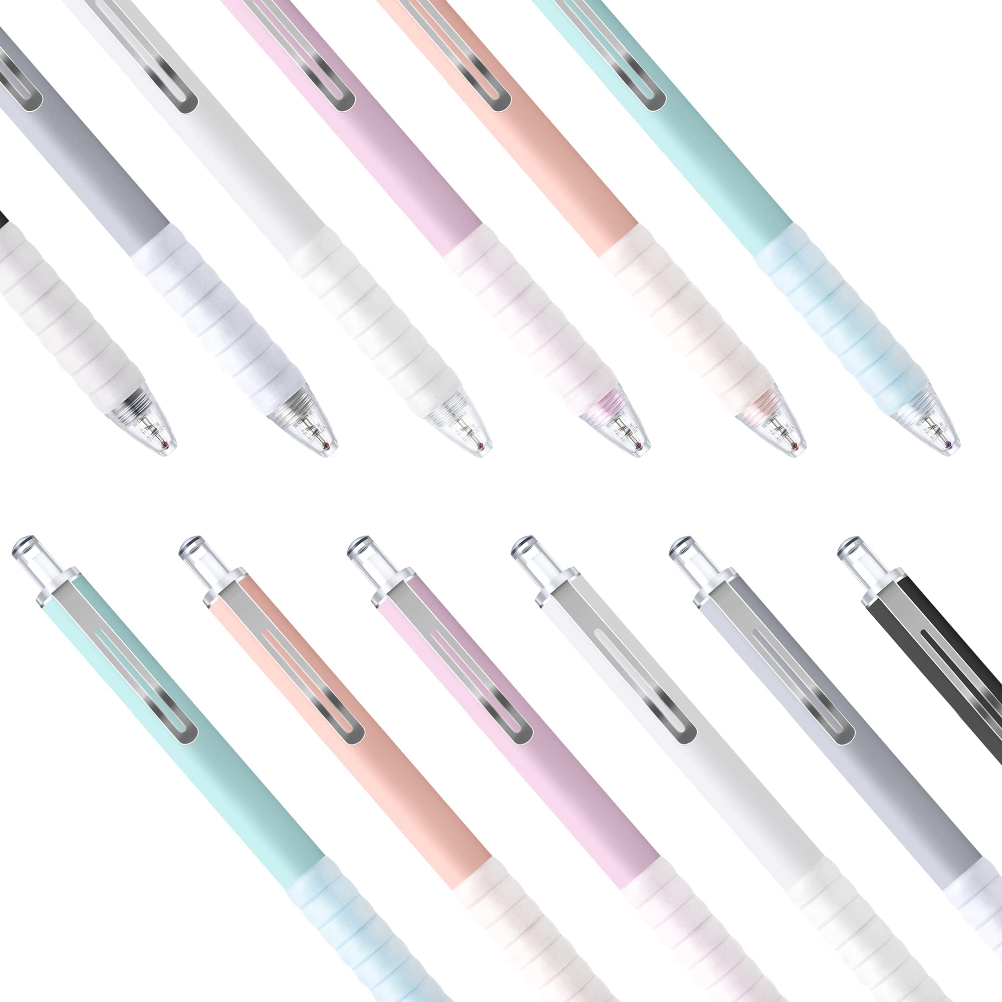 Ballpoint pens 12 pcs dr grip pen- Professional 1.0mm Black Ballpoint Pens with Soft Grip, Silver Clip, and Smooth Writing Black Ink - Perfect for Journaling and Gifting