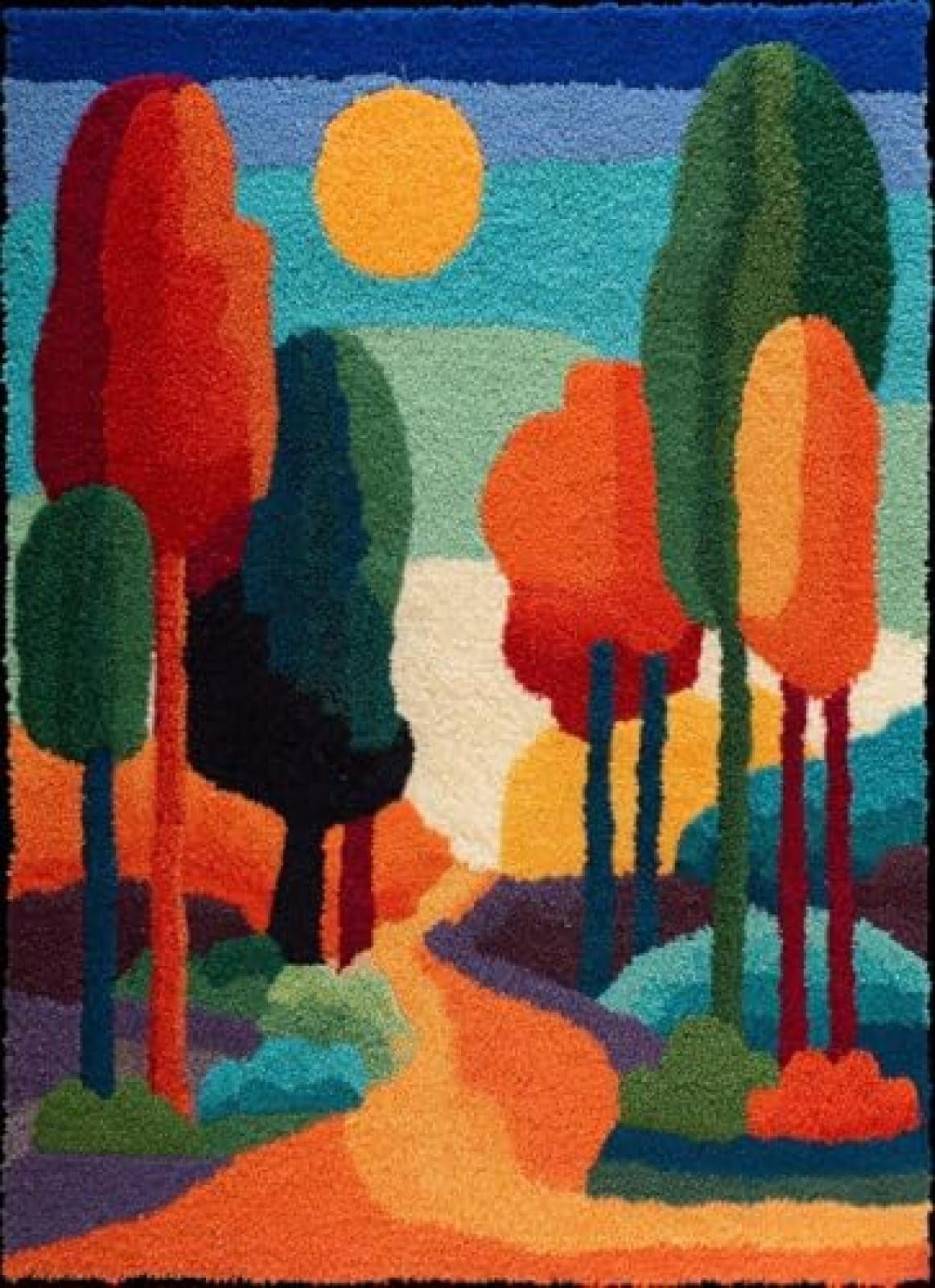 XDEGHUANGSS Latch Hook Rug Kit Forest and Aurora Cushion Cover DIY Craft Set Pre-Printed Mat 38x52cm for Home Decor-2