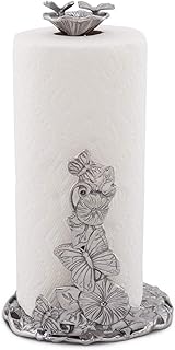 Arthur Court Aluminum Butterfly Garden Decorative Paper Towel Holder Metal Countertop 13 Inch Standing Tall - Freestanding Weighted Base Paper Towel Holders