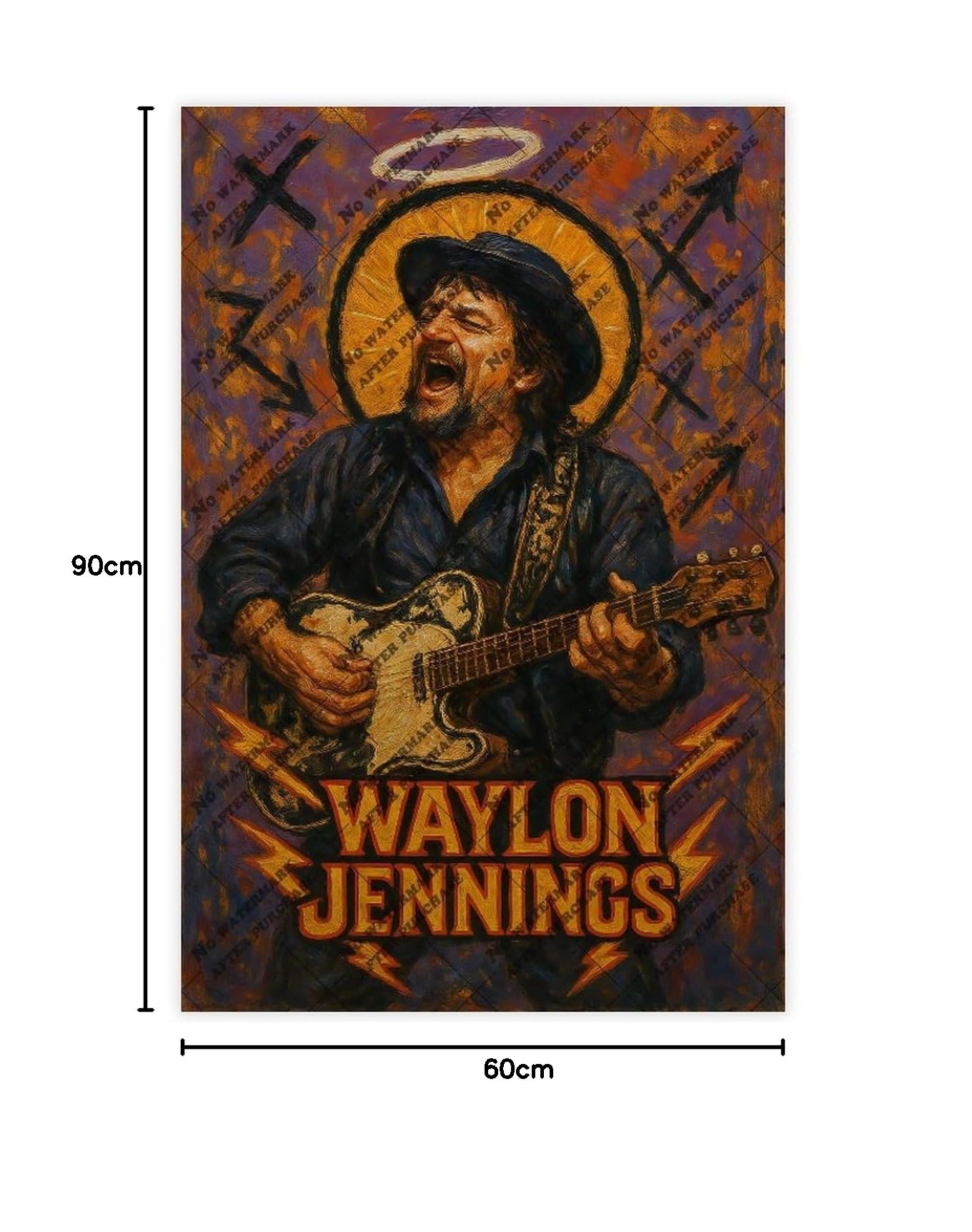 ZYGNBHL Poster della serie "Heaven Needs Country Music", cantante Waylon, decorazione per sala d'intrattenimento, idea regalo, 60 x 90 cm