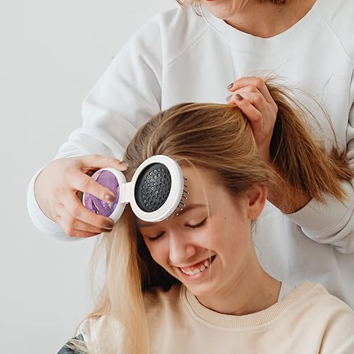 Miniatura 4 de Mini cepillo para el pelo, cepillo de bolsillo con espejo, portátil para monederobolsillo, tamaño de viaje (mariposa púrpura)