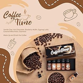ARVIDSSON Coffee Fragrance Oils Set, Premium Essential Oils for Diffuser, Espresso, Vanilla Chai, Hot Chocolate, Blueberry Muffin, Eggnog Latte, Caramel Macchiato, Coffee Shop Scented Oils