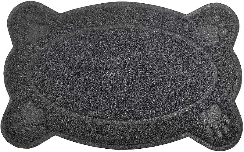 Tapete Pequeno para Caixa de Areia de Gatos em PVC com Base Antiderrapante DM Preto