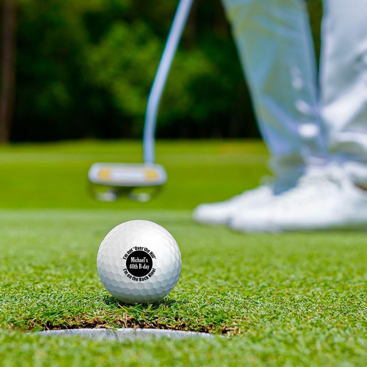 Exposures Custom White Golf Balls Set of 6 - Gifts for Birthdays, Stocking Stuffers, Party Favors - Over The Hill Design