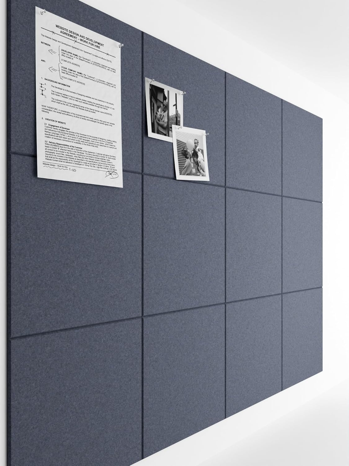 Bumusty Large Cork Board 47x35 in - 12 Felt Tiles with 70 Tabs