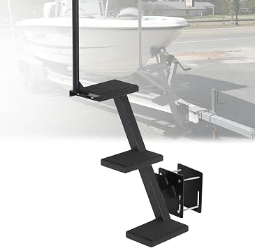 Boat Trailer Steps 3 Step with Anti-Slip Mat & Safety Handrail