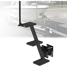 Boat Trailer Steps 3 Step with Anti-Slip Mat & Safety Handrail, Universal Fit Boat Trailer Tongue Steps, Heavy Duty Boat Steps, Easy Installation