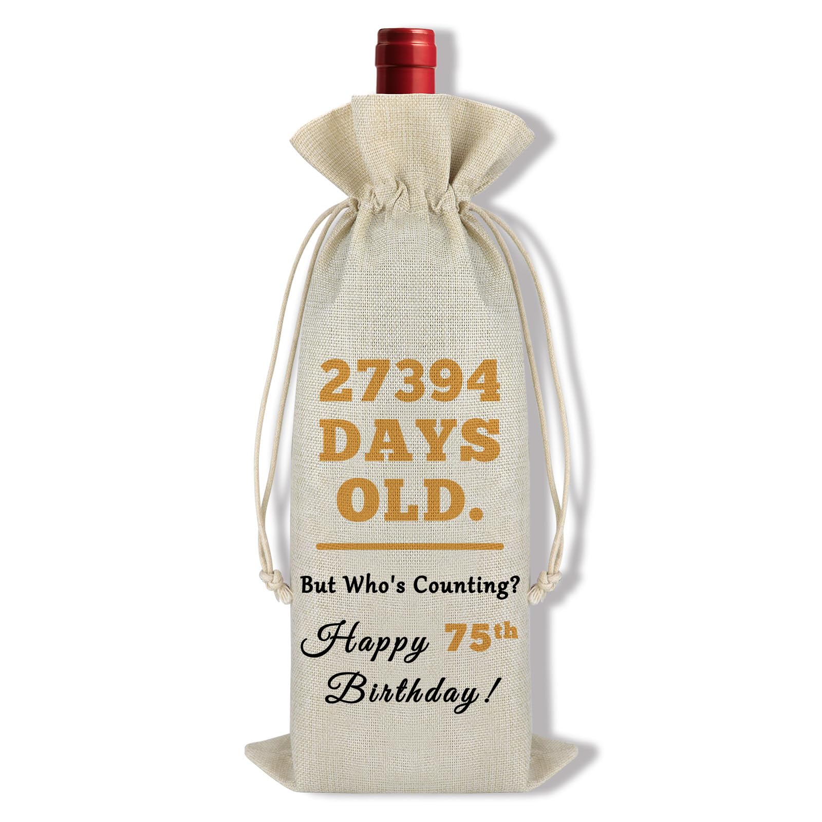 75th Birthday Wine Gift Bag for Women Men Happy 75th Birthday Party Decorations Wine Bottle Bag 75 Years Old Birthday Gifts for Mum Dad Grandma Grandad Sister Friends Husband Wife