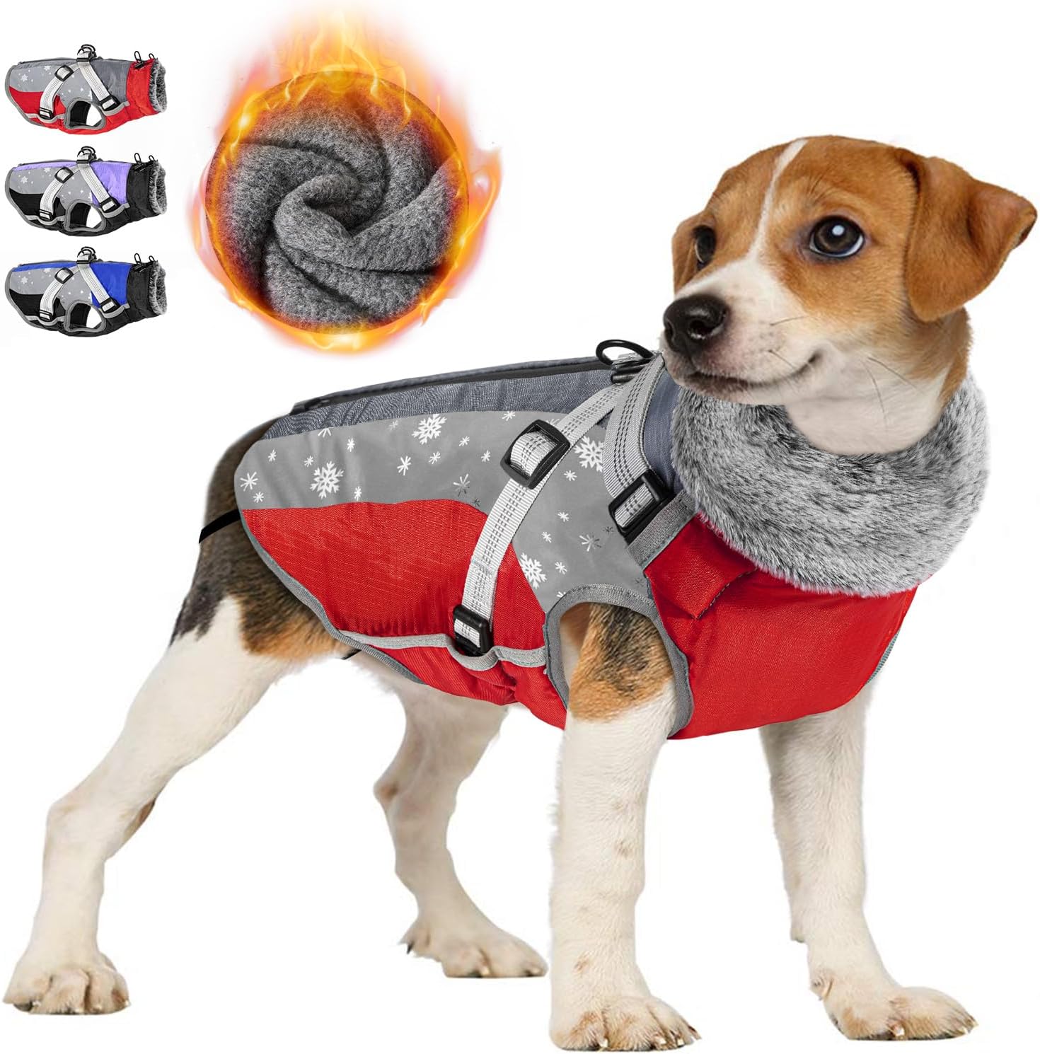 SlowTon Dog Jacket with Harness Built in, Waterproof