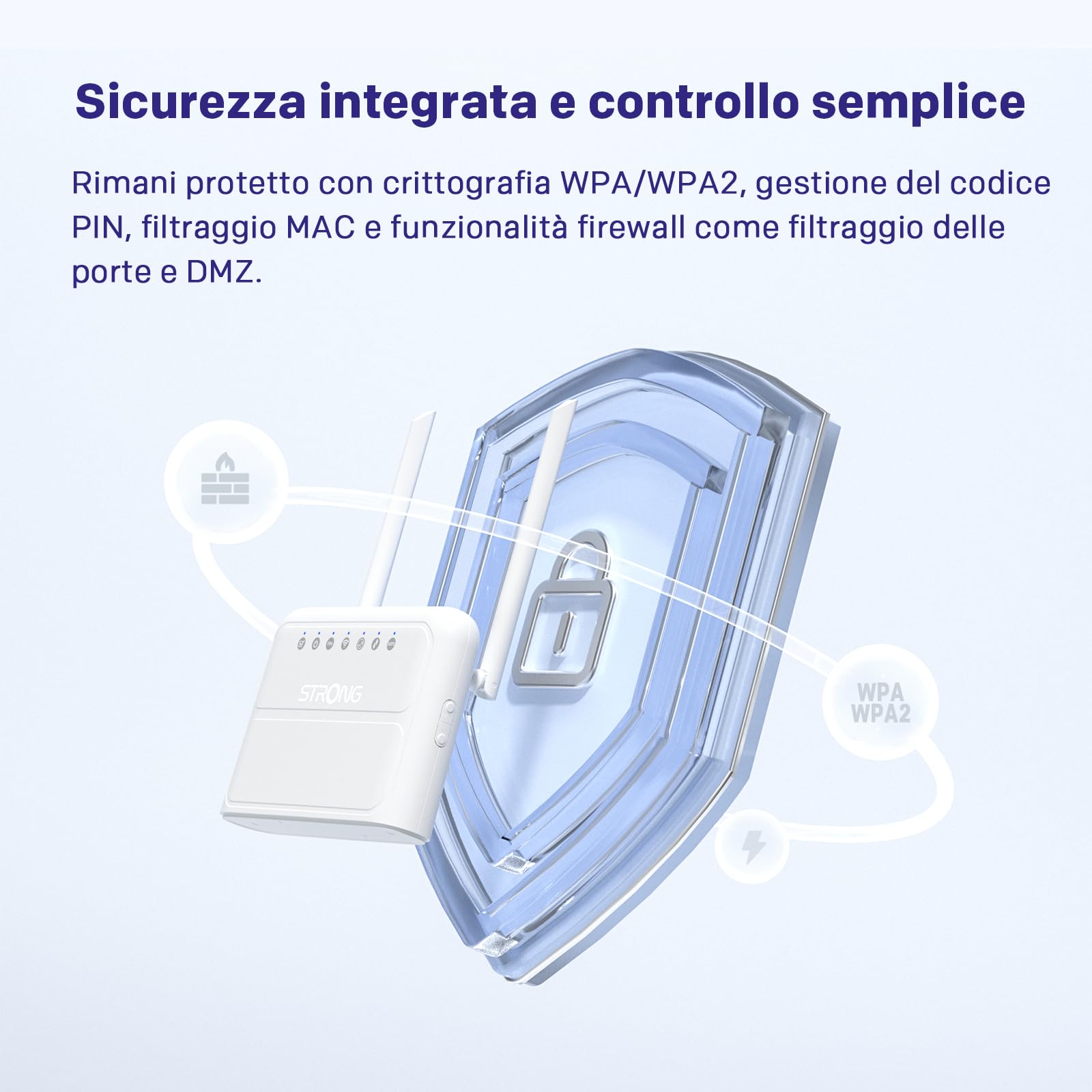 Strong Router 4G WiFi N300 Mbps con SIM, Cat4 LTE, 4 x Porte 100 Mbps | Router 4G Plug & Play con slot Nano SIM, fino a 32 dispositivi, compatibile con oltre 100 operatori, rete sicura, backup WAN