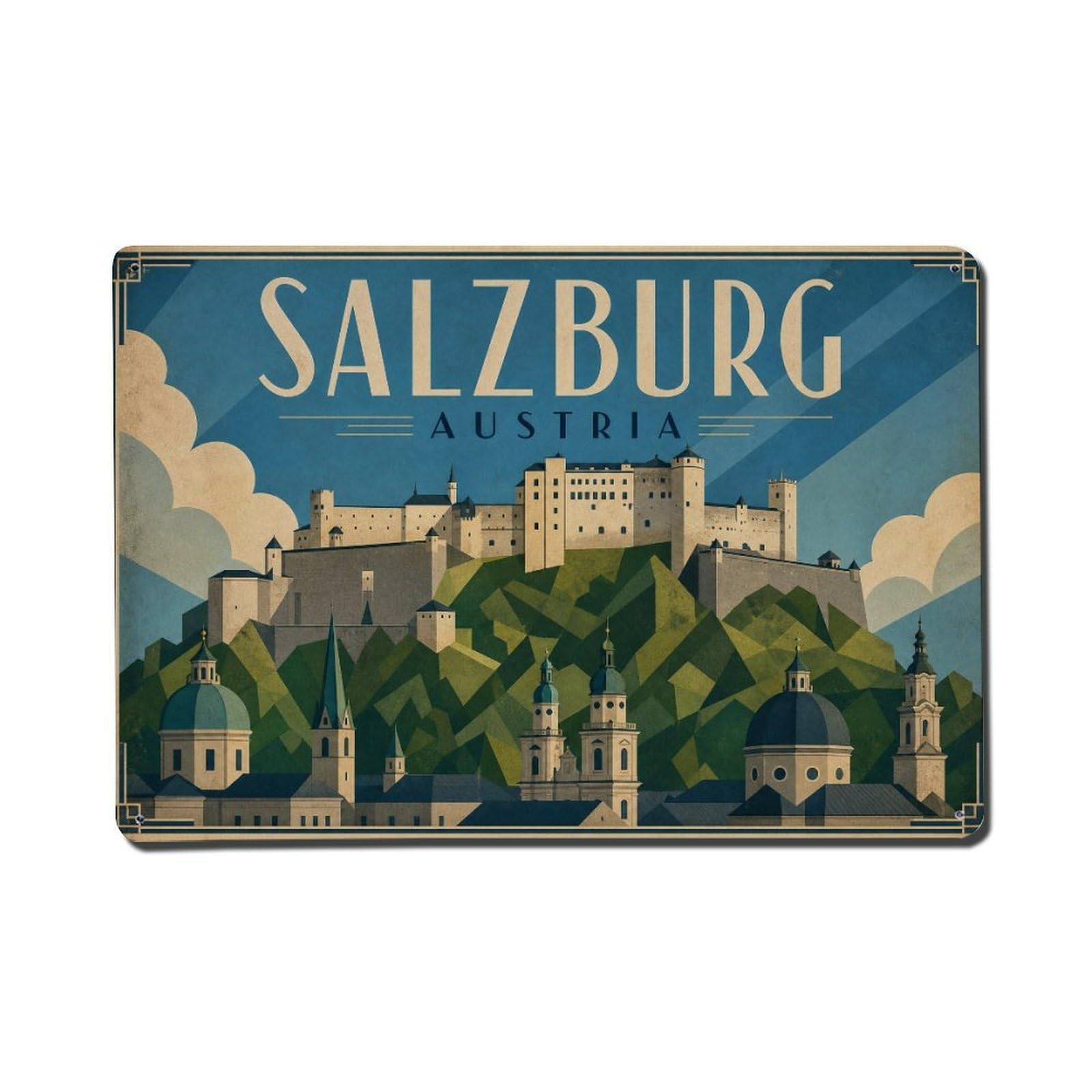 Travel Vintage Austria Salzburg Metal Tin Sign