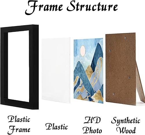 Miniatura 3 de Marco de fotos negro de 9 x 9 pulgadas para póster de fotos cuadrado, lienzo, certificado, exhibición de documentos, horizontal o verticalmente,