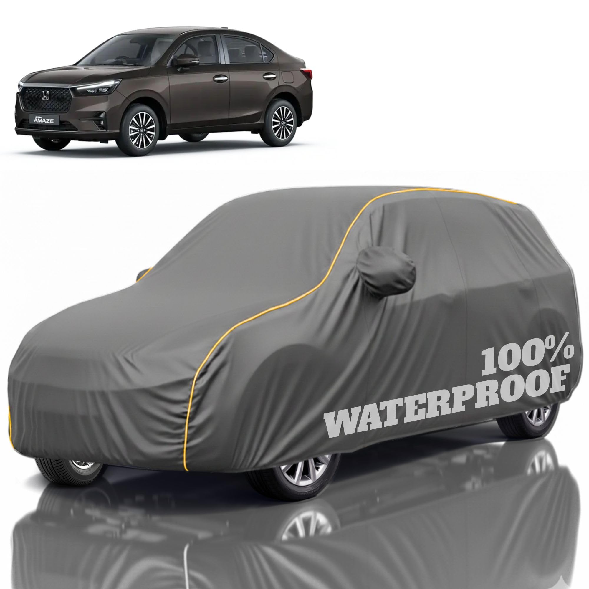Premium Polyester Car Cover Amaze All-Weather Protection from Rain, Dust &amp; Sun | UV Resistant Fabric | Full Body Secure Fit for Outdoor &amp; Indoor Parking Grey