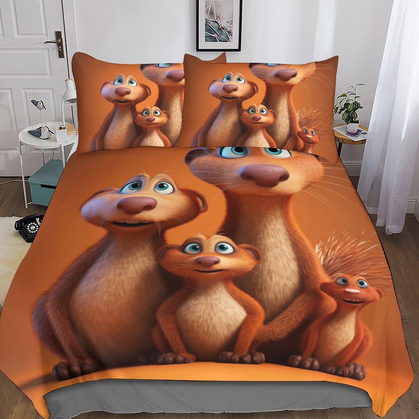 Ensemble de literie 3D portrait animalier en microfibre premium et fermeture éclair