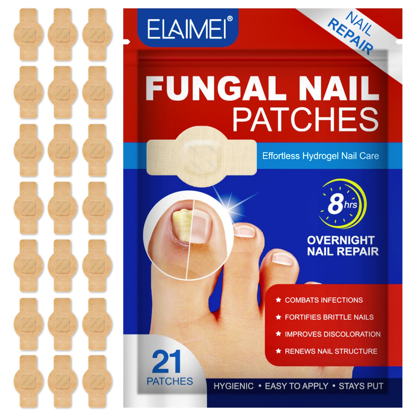 AOOWU Zehennagel Behandlung, Pilz-Nagel-Patches, Pilz-Nagelbehandlungs-Patches, Spaltnagelreparatur Stärkende Nägel
