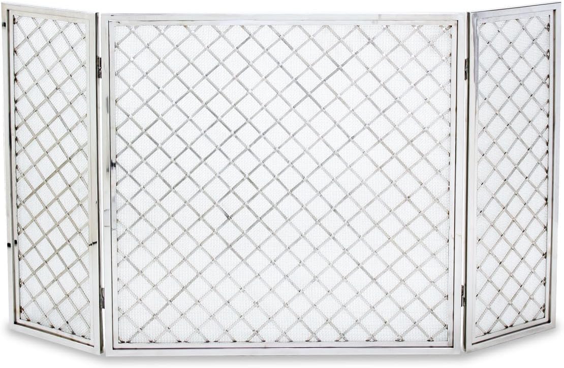 Pilgrim 18242 Home and Hearth Hartwick Tri Panel Fireplace Screen, Polished Nickel