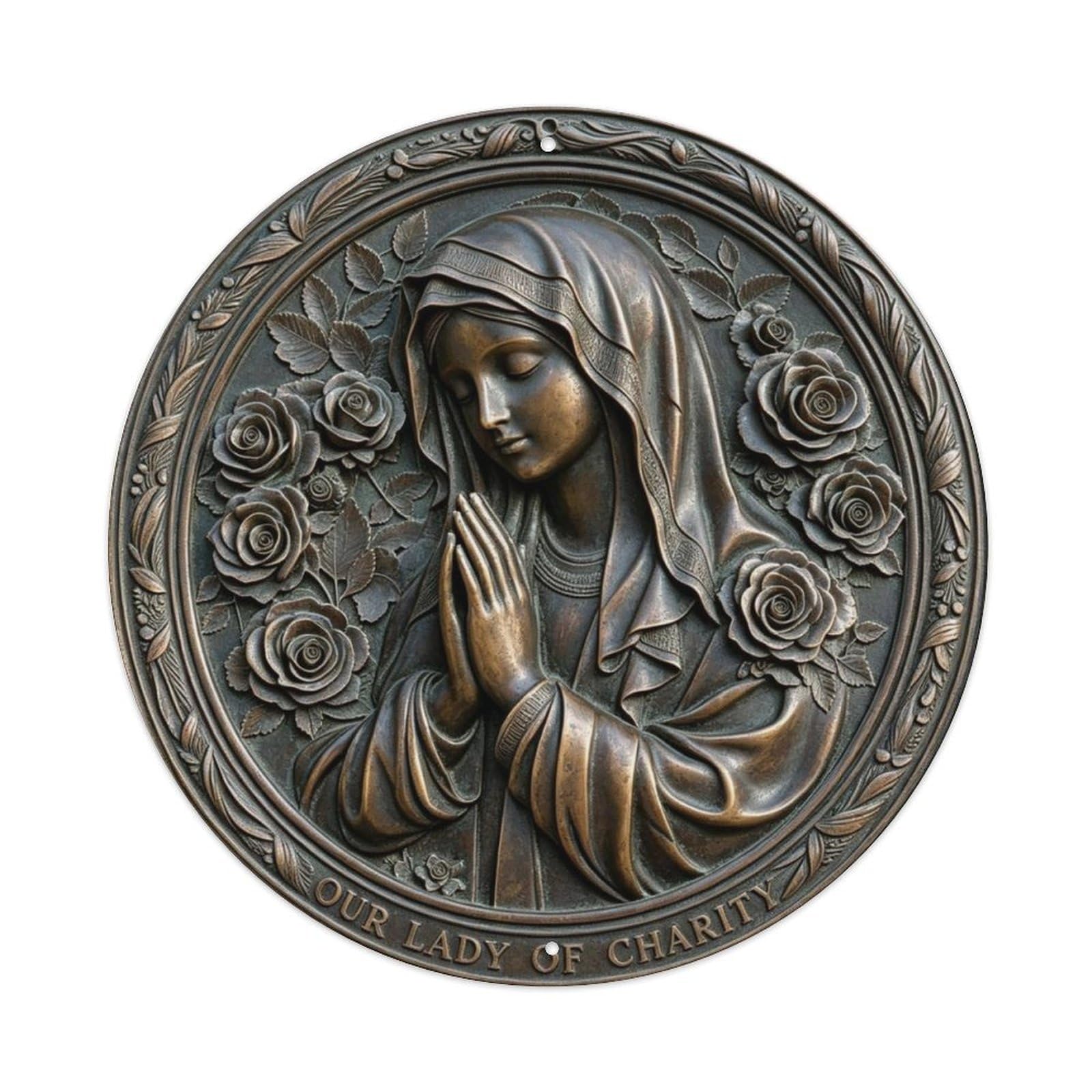 Our Lady of Charity Metal Tin Sign Plaque