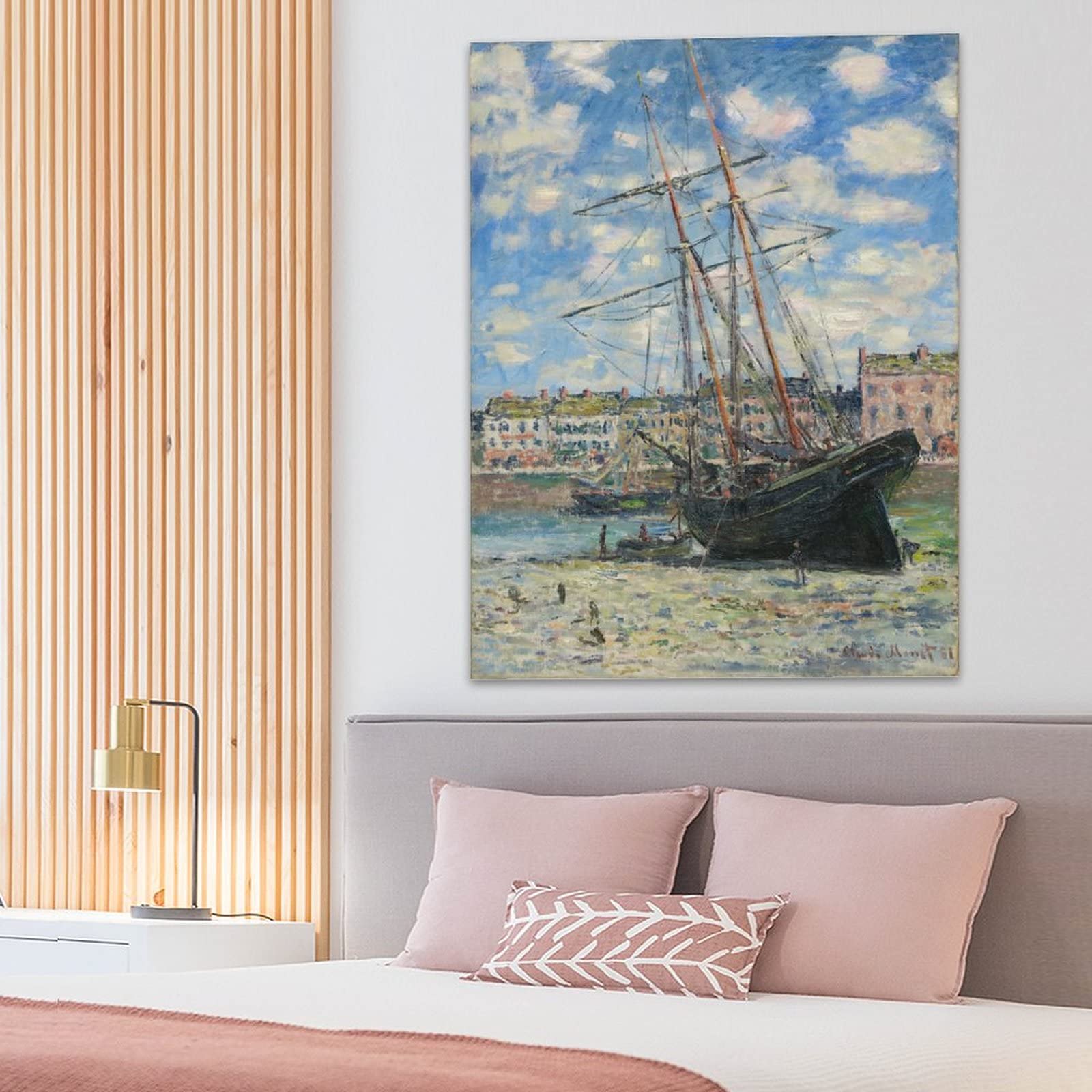 Amazon.co.jp: クロード・モネ 海辺の船完全手描き油絵 装飾用絵画