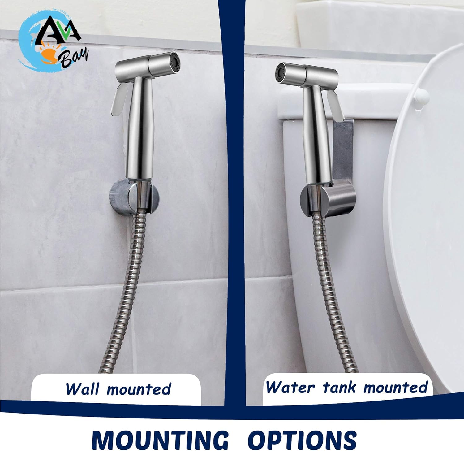 Sprayer Head Holster Mount-Handheld Bidet Holder for Toilet-Hand Held Shattaf Hanger Hook Mounting-Toilet Tank or Wall Mounted Bathroom Head Hold