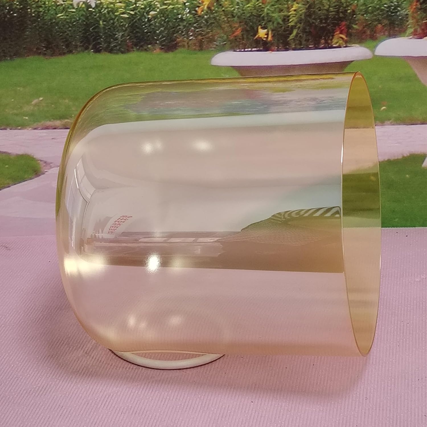 ENERGYSOUND E Solar Plexus Chakra,Misty Yellow Clear Crystal Singing Bowl, Quartz Sound Bowl 9 inch