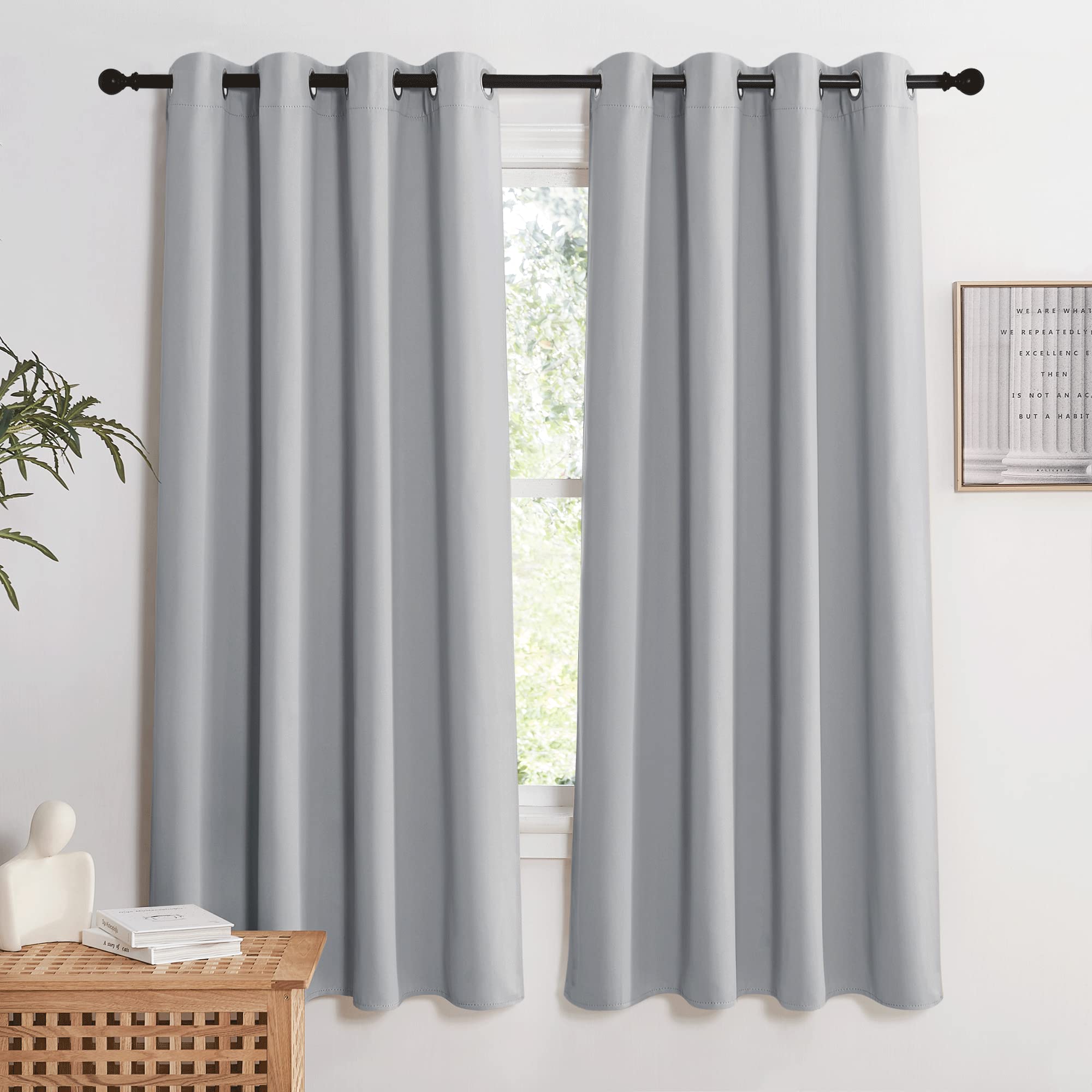 KGORGE Verdunklungsvorhänge Kurz Vorhang Blickdicht mit Ösen | Thermovorhang Hitzeschutz,Verdunkelung,Sonnenschutz,Blackout Curtains,für Schafzimmer/Küche