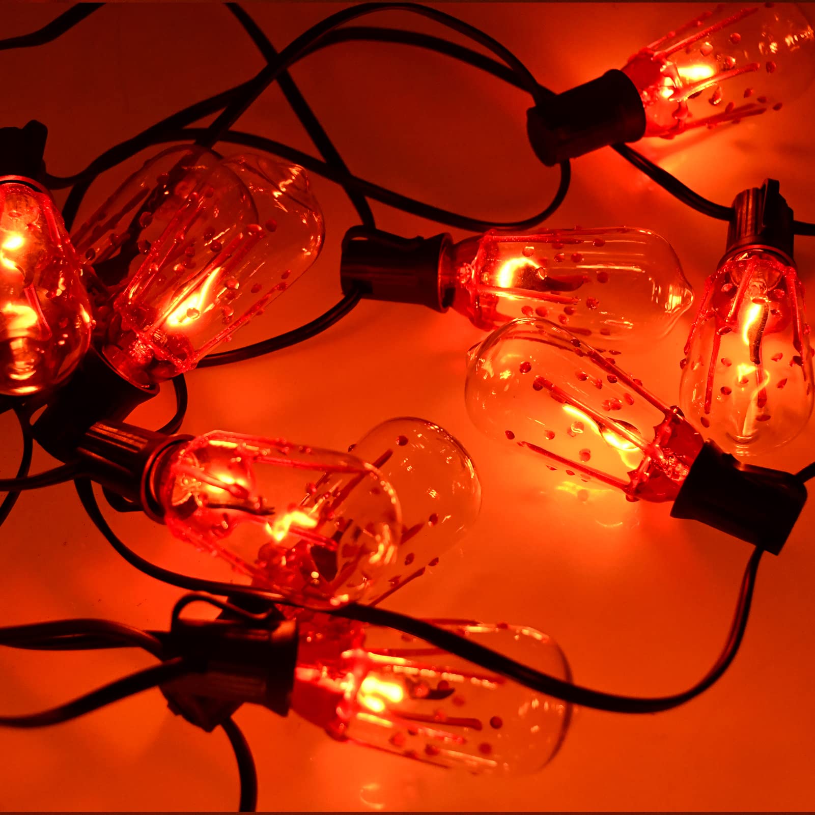 Lampadine a fiamma vibrante ST40, lampadine di ricambio a forma di goccia di sangue, lampadine a LED Edison, arancioni con fiamma rossa, per Halloween, da 1 W a base centrale E17 (confezione da 10)