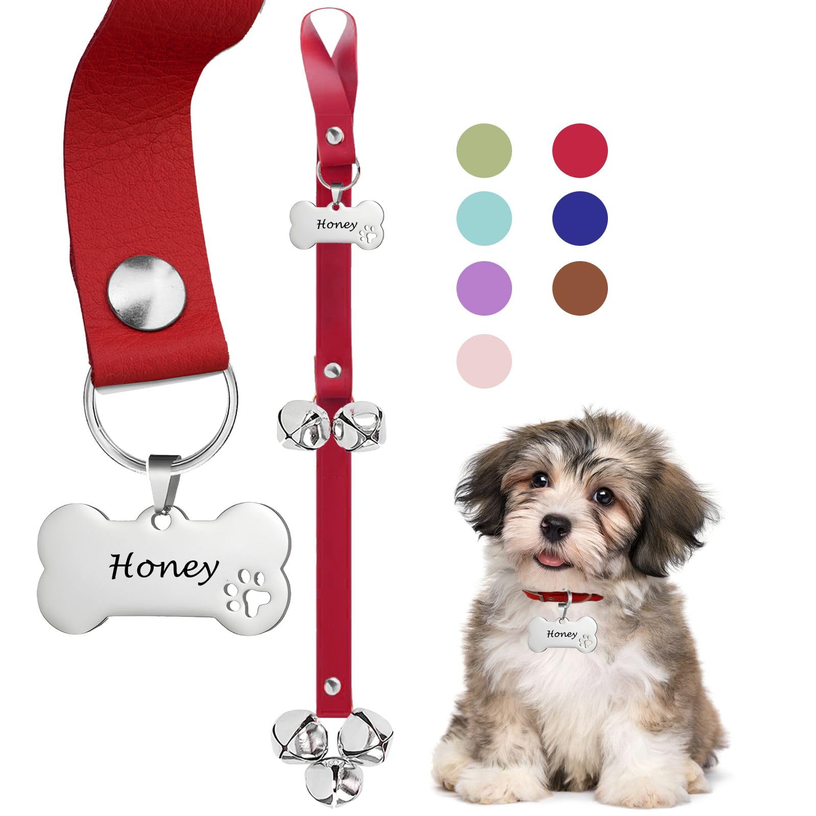 Puerta para Perros, Campanas de Entrenamiento para Mascotas, Timbre de Puerta para Perros para Salir al Aire Libre Campana de Tren de Cachorros para Perros para Sonar para IR al 005RGSL