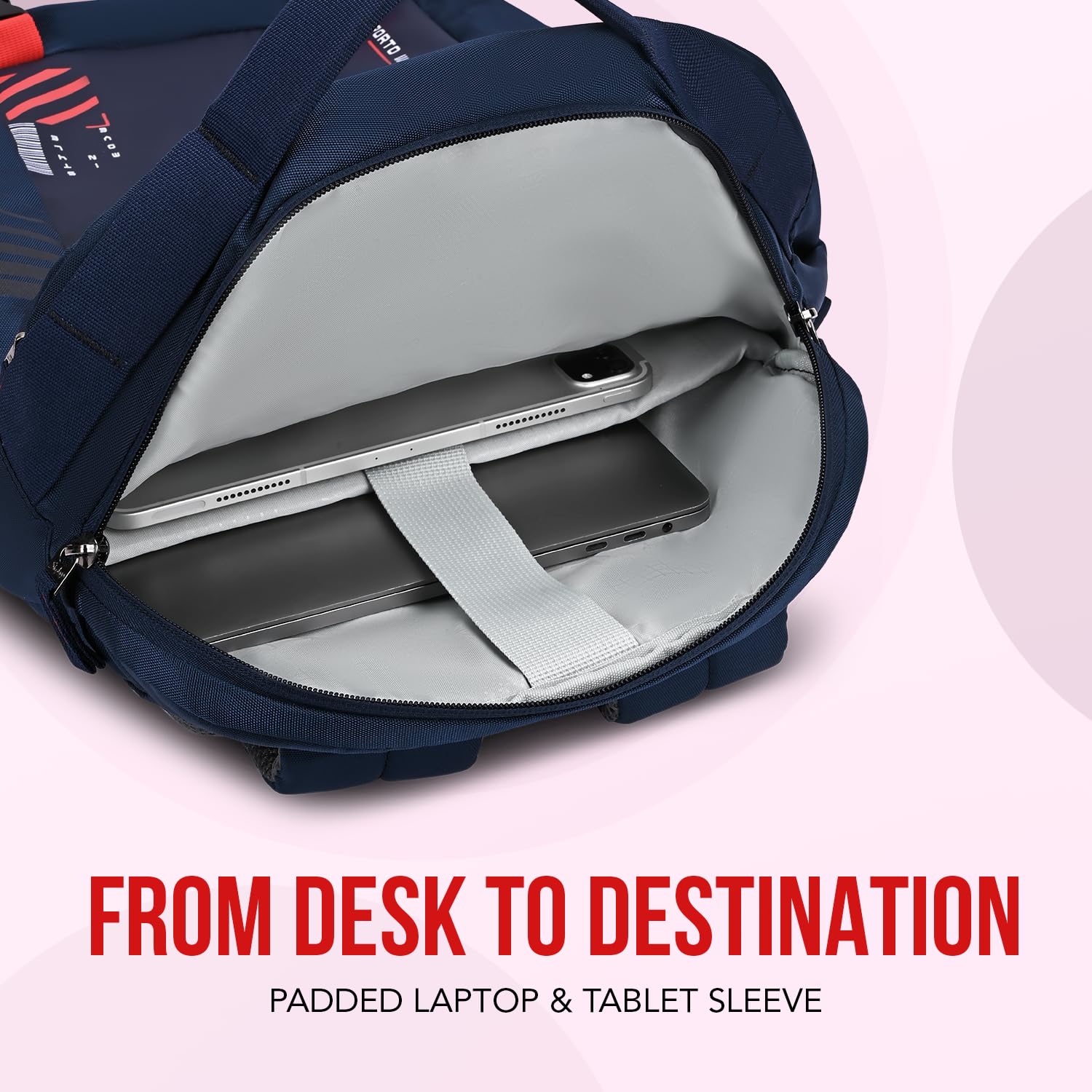 Skybags Porto Weekender 40L Backpack 2 Compartments| Durable Fabric| Padded Laptop Protection Bag (Upto 17-Inch) | Shoe Pocket, Multiple Spacious Pockets | Office, Casual & Outdoor| Unisex| Navy 2