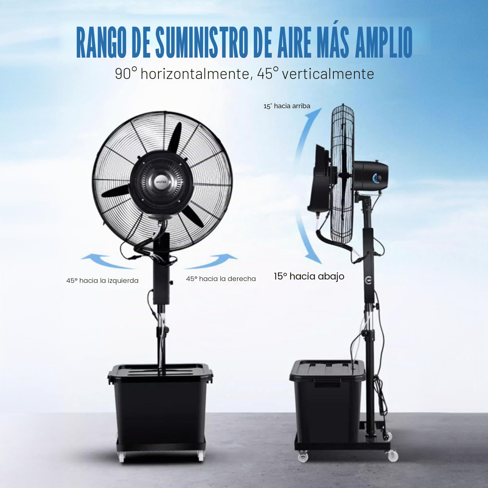 Ventilador Nebulizador De Pie con DepóSito De Agua De 42L, 3 Velocidades, Ventilador De Pedestal Exterior con Pulverizador, OscilacióN De 90°, Enfriador De Aire para Taller Garaje PéRgola