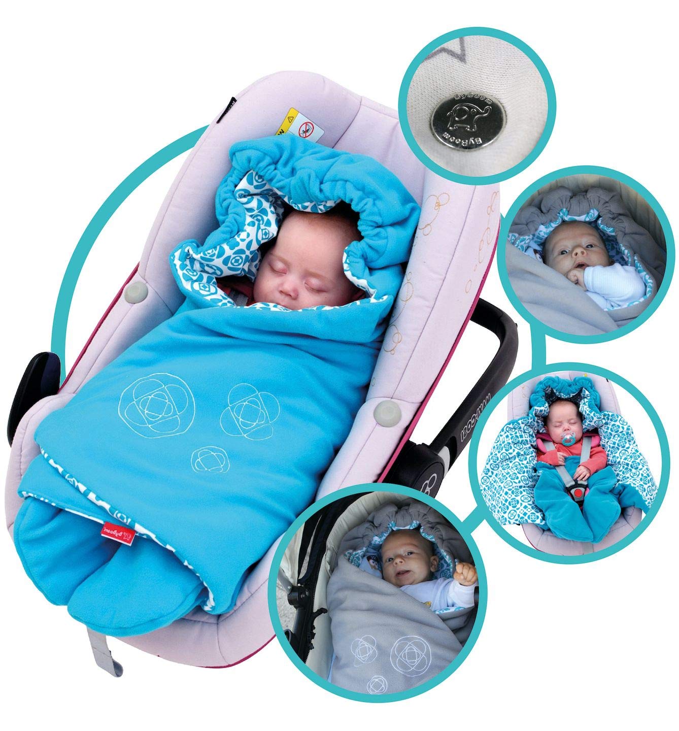 ByBoom Baby Einschlagdecke für die Übergangszeit und Sommer, Oeko-TEX 100, Universal Kuscheldecke für Babyschale, Autositz, Baby Decke für Kinderwagen, Buggy
