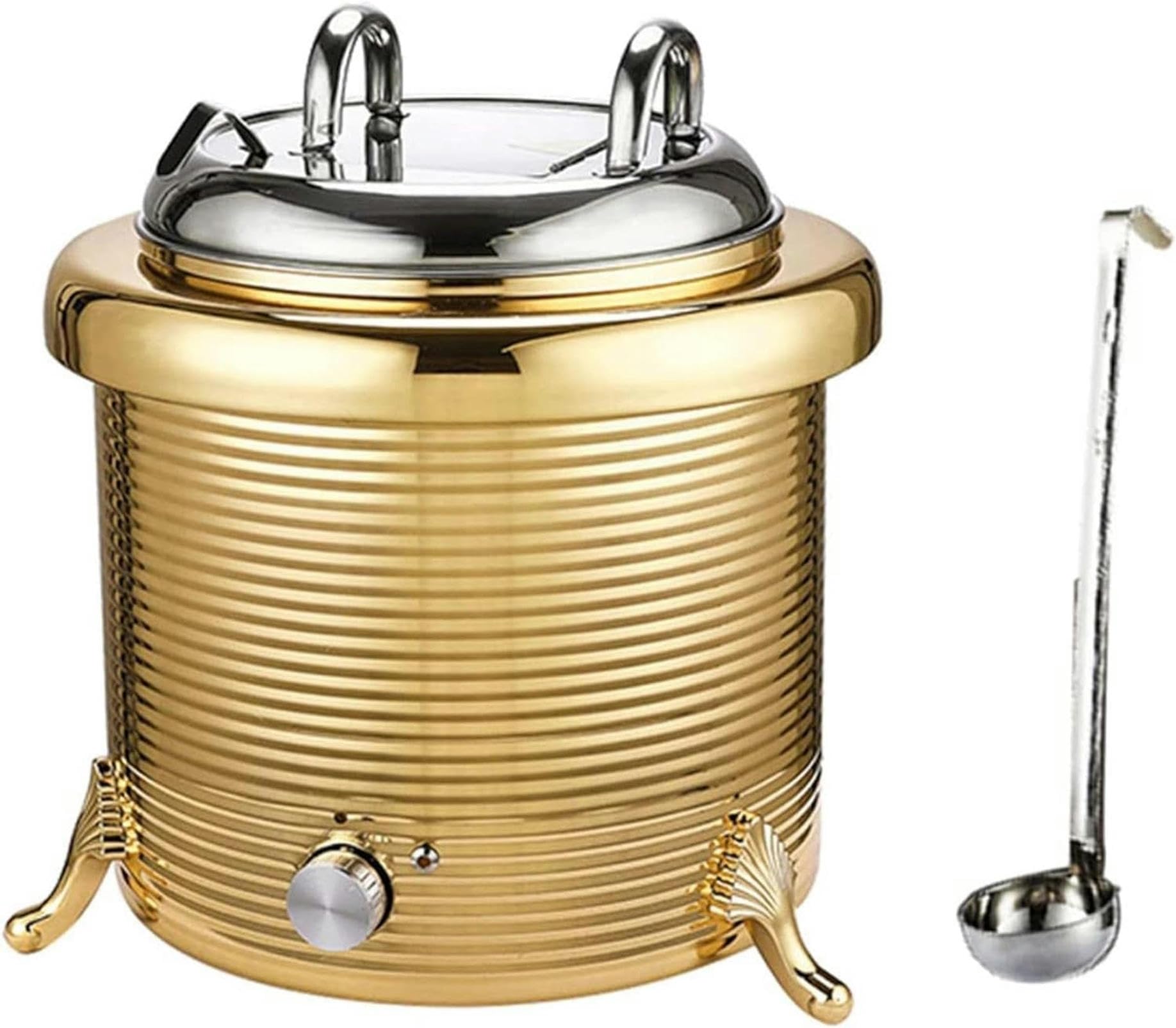 Eoweiot 13 L Stainless Steel Electric Soup Kettle Soup Warmer,Adjustable Temperature 30-80 Food Warmer Machine,for Restaurant (Gold)