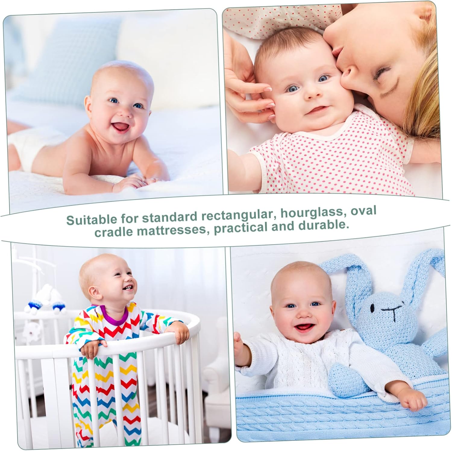 VANZACK Bassinet Mattress Pad Breathable and Securely Fitted Sheets for Cribs and Bassinets for Standard and Hourglass Mattresses Cozy Summer