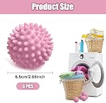 Dryer Balls, Laundry Balls, 6 Pcs Reusable Dryer Ball for Drying Clothes, Washing Clothes and Fluffing Clothes (Pink)