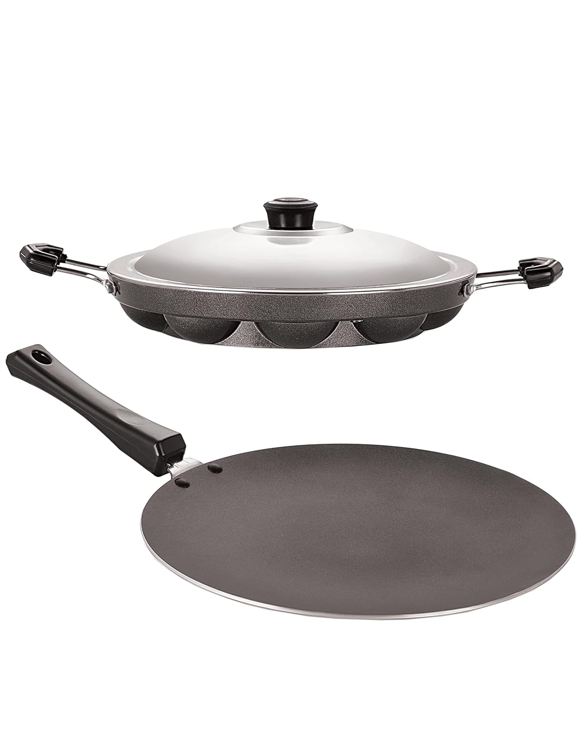 NIRLON Tawa and Pan Combo Set Nonstick 3 Layer cookware Pan Sets Appam rava unniyappam patra