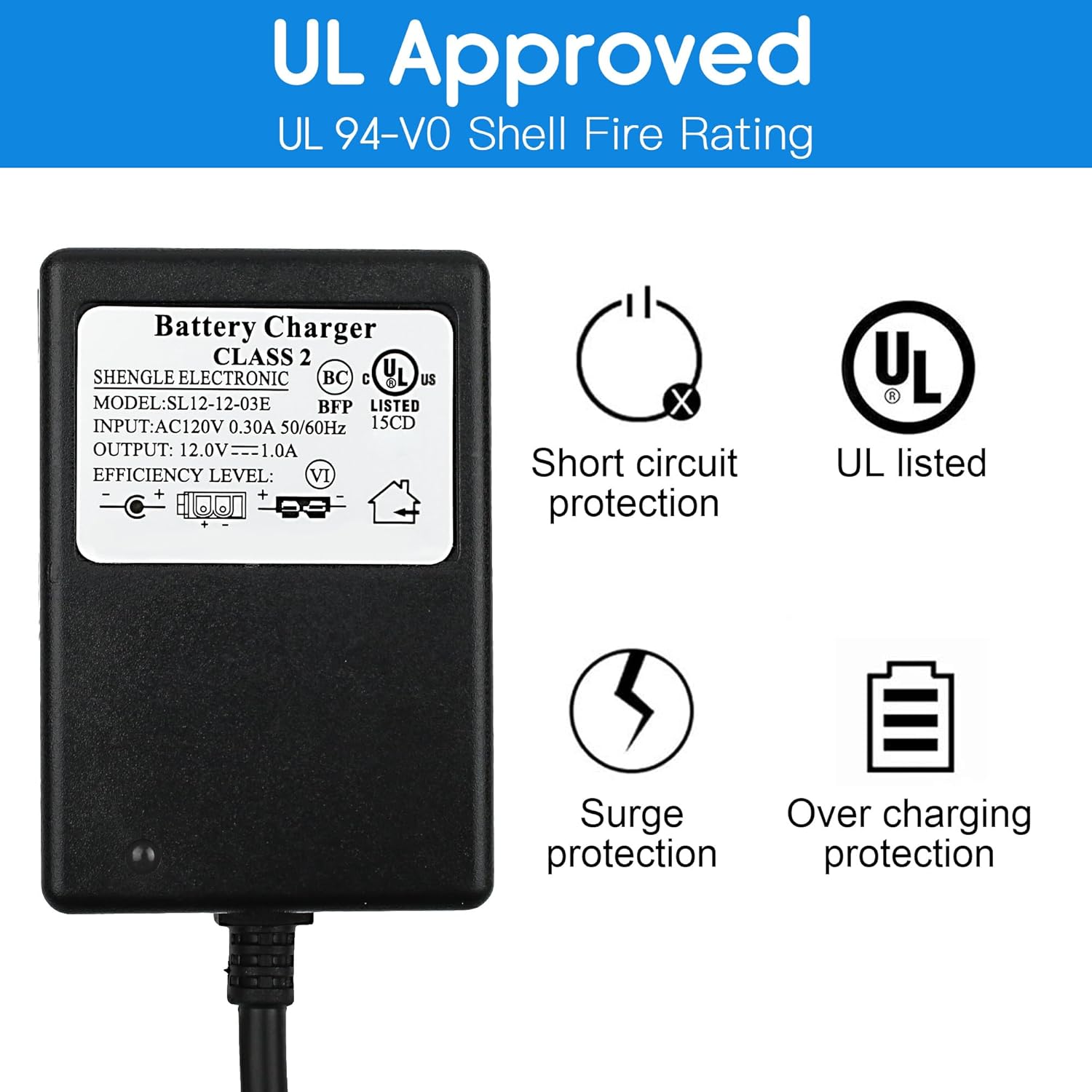 UL Approved charger with safety icons