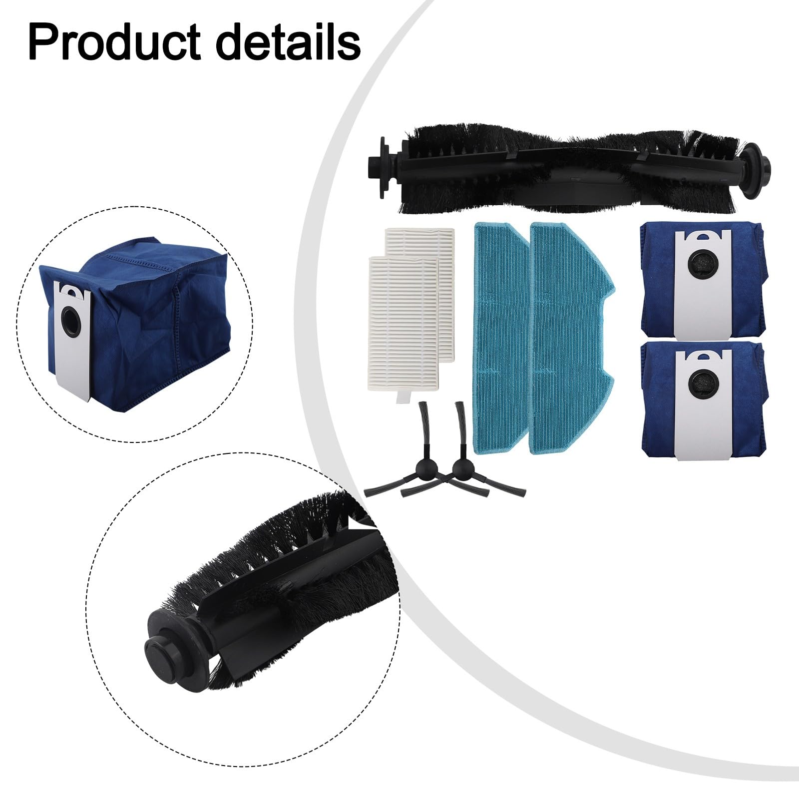 Robot - Kit de accesorios para aspiradora, cepillo principal, cepillos laterales, filtros, trapeadores para bObsweep Dustin