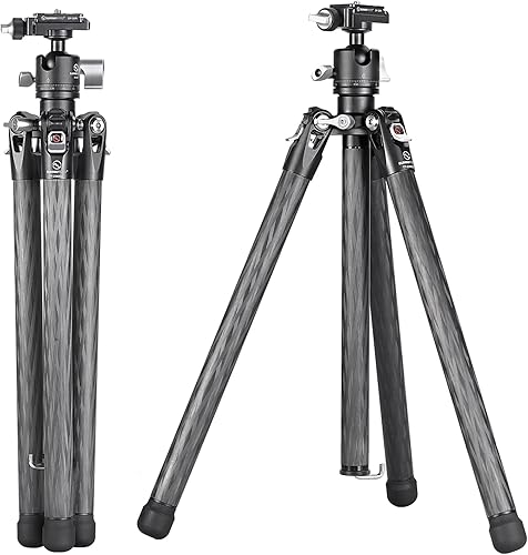 Sunwayfoto Trípode de cámara de fibra de carbono de la serie simplificada con cabeza de bola, kit de trípode de viaje fácil de transportar