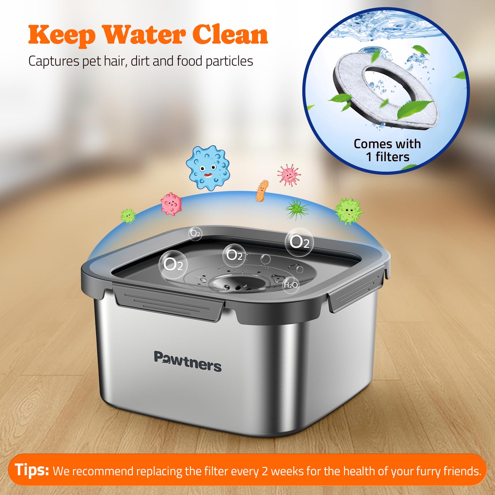 Cuenco de agua para perros antiderrames: cuenco grande de 4.5 L para perros sin derrames, cuenco de agua de acero inoxidable a prueba de derrames, cuenco de agua lento para perros, cuenco de agua sin