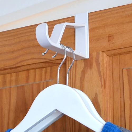 Miniatura 3 de HANGERWORLD Paquete de 2 ganchos para colgar sobre la puerta, gancho de plástico blanco extra fuerte para colgar ropa, toallas, batas, sombreros,