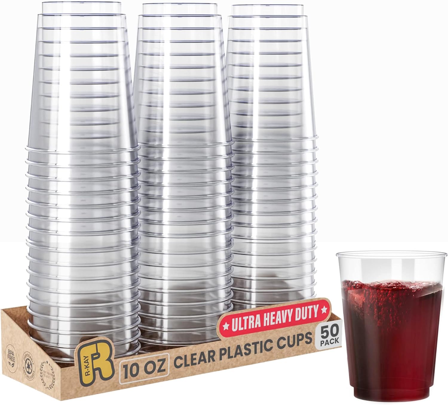 Rkay Clear Plastic Cups For Party 10 Oz Clear Cups 50