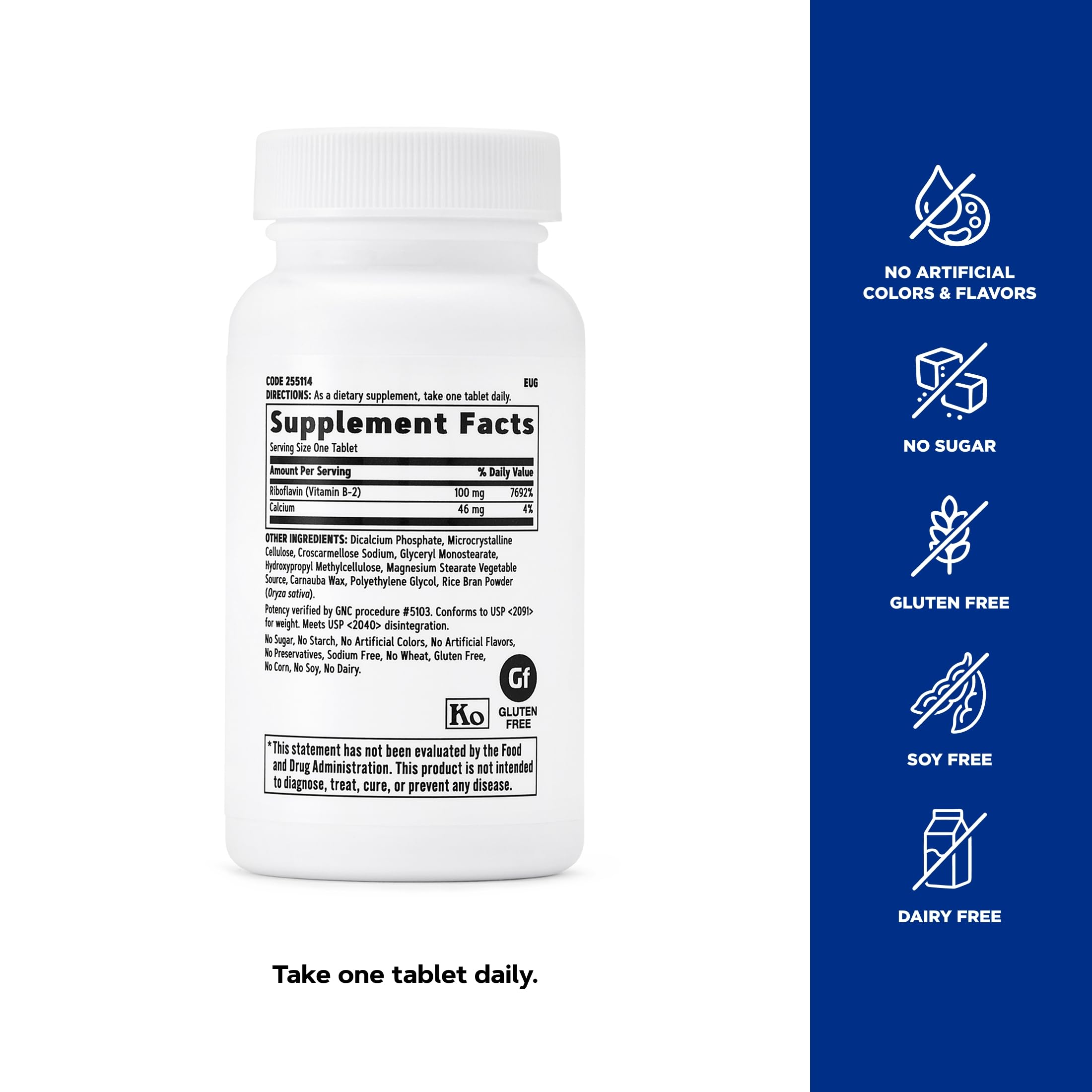 GNC Vitamin B2 100mg Supplement, Vegetarian, 100 Tablets, 100 Servings — Amazon image 5