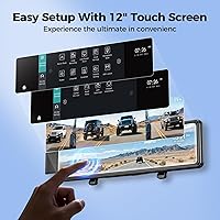 Vista 7 de Cámara de tablero de espejo de 4 canales, cámara de espejo retrovisor de 12", cámara de tablero frontal y lateral trasera (izquierda, derecha)