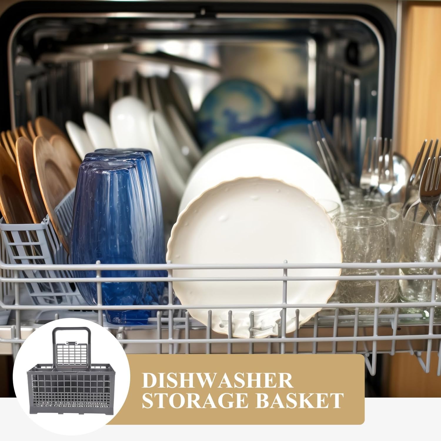 Storage Basket for Kitchen Dishwasher Cutlery Holder for Silverware and Utensils for Organizing Kitchen Accessories and Optimizing Space