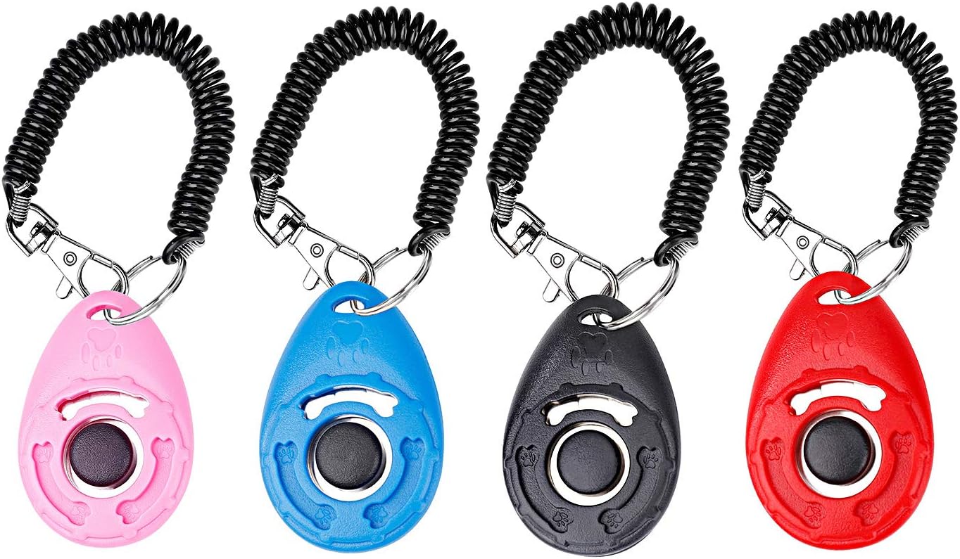 MaoXinTek Dog Training Clickers with Wrist Strap, Effective Pet Training Tools for Puppy or Cat Behavioral Training 4-Pack Colorful Sound Easy to Use Practical Button Clicker