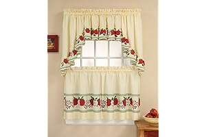 Cortinas para ventana de cocina Red Delicious Country Apples de 3 piezas,...