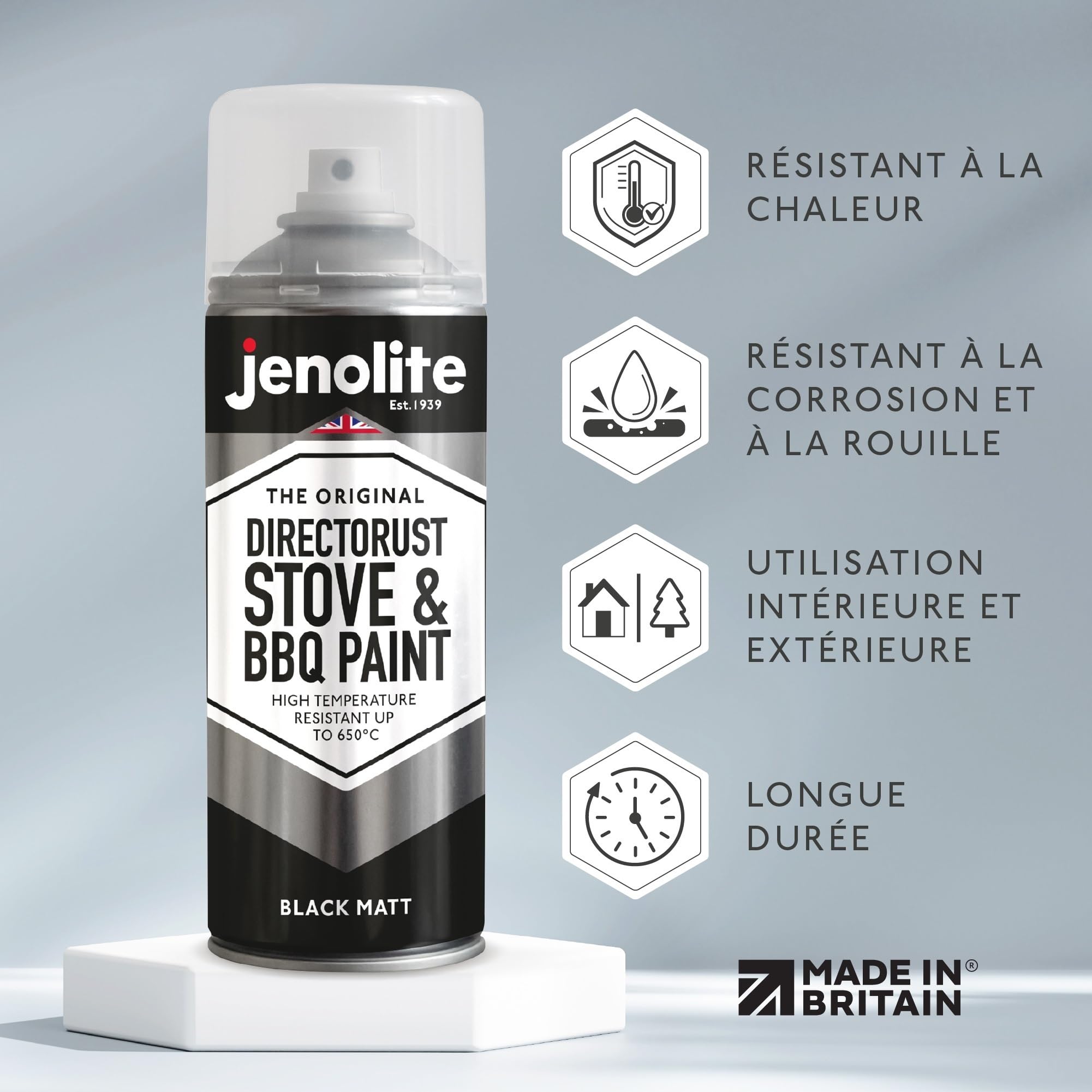 Lot De 2 Bombes De Peinture Aérosol Haute Température – Noir – Résiste à 650°C – APP
